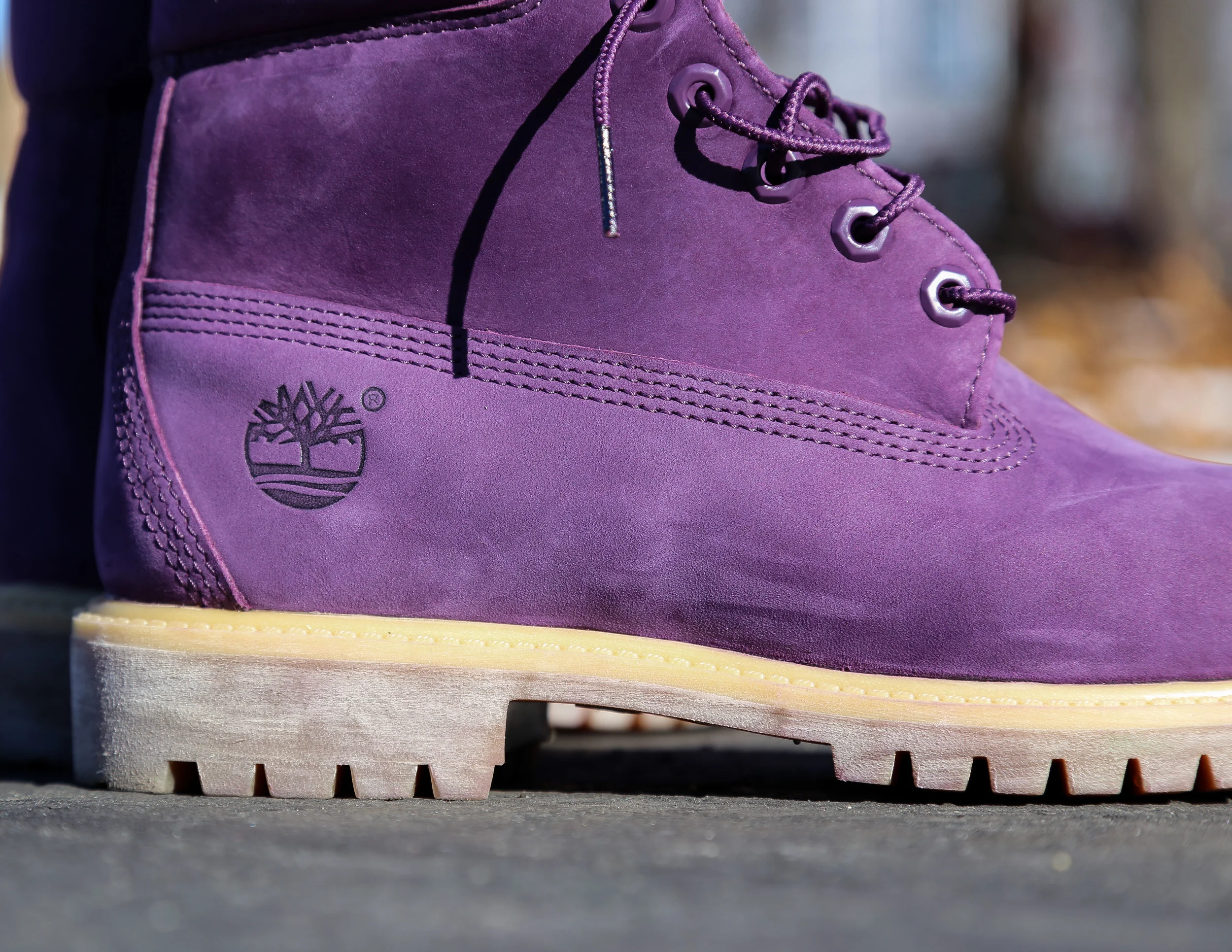 Purple top diamond timberlands